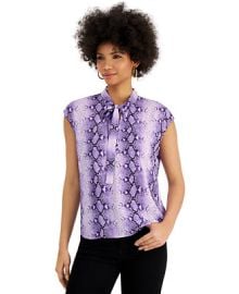 Bar III Snake-Print Tie-Neck Blouse Created for Macys  Reviews - Tops - Women - Macys at Macys