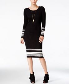 Bar III Striped Sweater Dress Black Combo M at Amazon