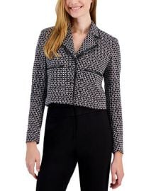 Bar III Women39s Faux-Leather-Trimmed Cropped Jacket Created for Macy39s - Macy39s at Macys