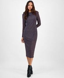 Bar III Women39s Mock Neck Printed Mesh Midi Dress Macy39s Exclusive - Macy39s at Macys