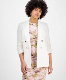 Bar III Womens Faux Double-Breasted Scrunch-Sleeve Blazer Exclusively at Macys - Macys at Macys