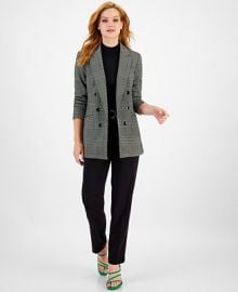 Bar III Womens Houndstooth Double-Breasted Boyfriend Blazer Created for Macys - Macys at Macys