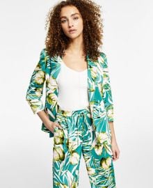 Bar III Womens Palm Print Satin Open-Front Jacket Created for Macys Reviews - Jackets Blazers - Women - Macys at Macys