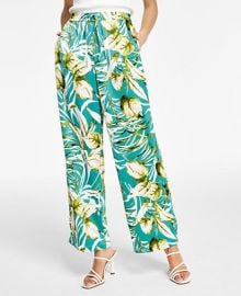 Bar III Womens Palm Print Satin Pants Created for Macys Reviews - Pants Capris - Women - Macys at Macys