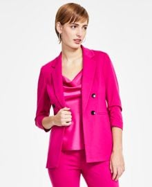 Bar III Womens Ruched-Sleeve Open-Front Blazer Created for Macys - Macys at Macys