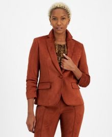 Bar III Womens Scuba Faux Suede One-Button Blazer Created for Macys - Macys at Macys