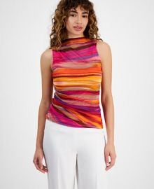 Bar III Womens Sunset-Striped Sleeveless High-Neck Top Created for Macys - Macys at Macys