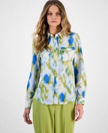 Bar III Womens Watercolor-Print Blouse Exclusively at Macys - Macys at Macys