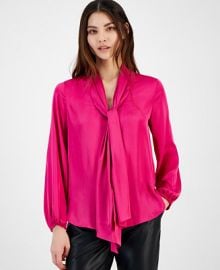 Bar III Womenx27s Bow-Tie Long-Sleeve Blouse Created for Macyx27s - Macyx27s at Macys