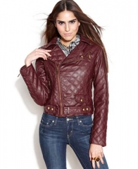 Bar III faux leather motocycle jacket at Macys