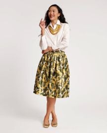 Barbara Pear Satin Midi Skirt at Frances Valentine