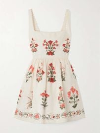 Barbara printed embellished linen mini dress at Net a Porter