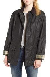 Barbour Beadnell Waxed Cotton Jacket in Olive  at Nordstrom