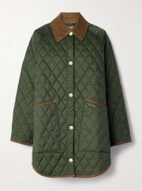 Barbour Woodhall Quilted Zip Front Jacket in Sage Ancient at Net a Porter