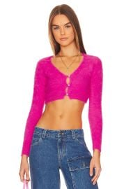 Bardot Adeline Fluffy Knit Crop Cardigan at Revolve