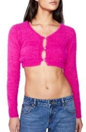 Bardot Adeline Fluffy Knit Crop Cardigan at Nordstrom