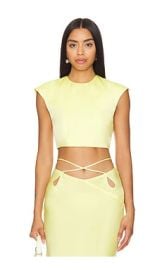 Bardot Anya Satin Top In Canary Yellow at Revolve