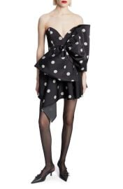 Bardot Brydie Polka Dot Strapless Bow Minidress at Nordstrom