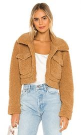 Bardot Crop Sherpa Jacket in Tan from Revolve com at Revolve