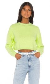 Bardot Cropped Fluffy Knit in Limelight from Revolve com at Revolve