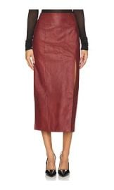 Bardot Dante Faux Leather Midi Skirt In Deep Red at Revolve