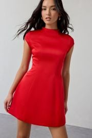 Bardot Delphi Hourglass Short Sleeve High Neck Mini Dress at Urban Outfitters