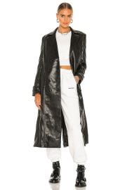 Bardot Faux Leather Trench Coat In Black at Revolve