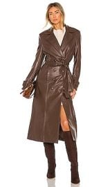 Bardot Faux Leather Trench Coat In Chocolate at Revolve