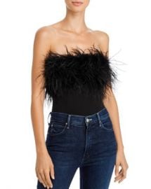 Bardot Feather-Trim Strapless Bodysuit Women - Bloomingdale s at Bloomingdales