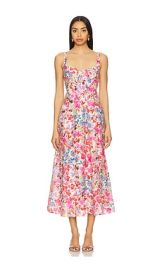 Bardot Lilah Corset Midi Dress In Pink Floral at Revolve