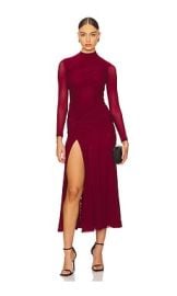 Bardot Liyana Ruched Mesh Dress In Berry at Revolve