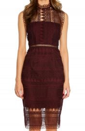 WornOnTV Erin s burgundy sleeveless lace dress on E News Erin Lim Clothes and Wardrobe from TV