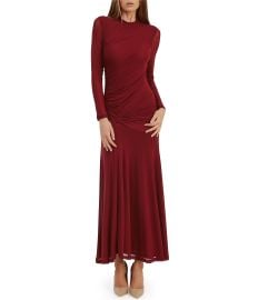 Bardot Mesh Mock Neck Long Sleeve Ruched Bodice Flounce Hem Midi Dress Dillardx27s at Dillards