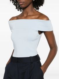 Bardot Rib Knit Top in Blue Sky at Farfetch