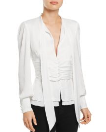 Bardot Tie-Neck Peplum Blouse at Bloomingdales