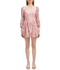 Bardot Zelina Rose Floral Print V-Neck Long Blouson Sleeve Mini Dress Dillardx27s at Dillards