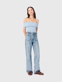 Bardot rib knit top at Maje