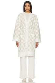 Barefoot Dreams Cozychic Cotton Checkered Robe In Oatmeal Cream at Revolve