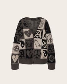 Barker Jacquard Cotton Knit Cardigan TAUPE BROWN/BLACK | ALLSAINTS US at All Saints