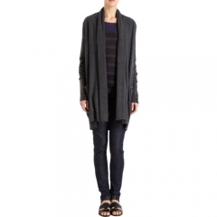 Barneys New York Leather Cuff Cardigan at Barneys