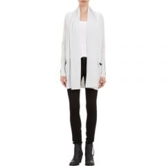 Barneys New York Leather-Trim Drape-Front Cardigan at Barneys