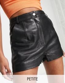 Barneys Originals Petite real leather shorts at ASOS