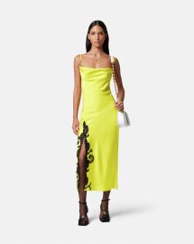 Barocco Lace Cowl Midi Dress Print Versace US at Versace