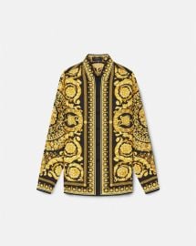 Barocco Silk Shirt BlackPrint VERSACE US at Versace