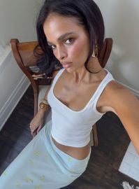 Baseline Square Neck Rib Tank Top White at Princess Polly