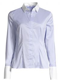 Bashina Lightweight Poplin Stretch Colorblock Blouse by Boss at Saks Fifth Avenue