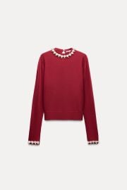 Basic Knit Faux Pearls Sweater at Zara