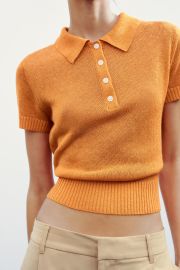 Basic Knit Polo Top at Zara