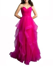 Basix Strapless Cascading Tulle Ball Gown at Neiman Marcus