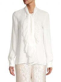 Bates Pleated Neckline Silk Blouse at Saks Fifth Avenue